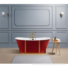 Retro Freestanding Skirted Cast Iron Bathtub With Rivet